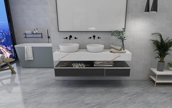 comprar Marmol aspecto 400x400mm azulejos cérmicos rústicos interiores Matt acristalado piso interior azulejos de pared gris impermeable fabricación en línea