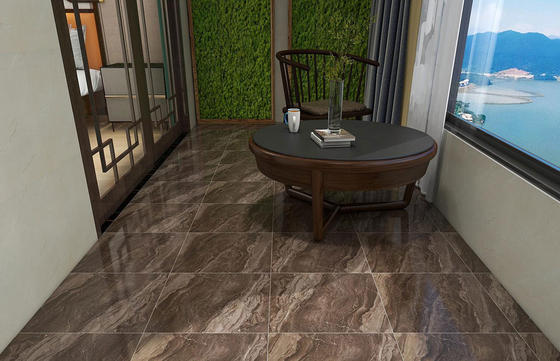 comprar Tejas rústicas cerámicas de vidrio mate 400x400mm ecológicas para balcón y piso interior Tejas de pared marrón oscuro para baño fabricación en línea