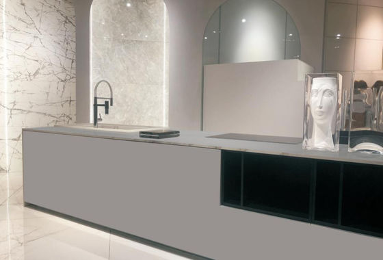 comprar Losa de piedra sinterizada gris mate 800x2600mm Azulejo de pared antibacteriano fabricación en línea