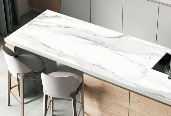 comprar Cortina de piedra sinterizada blanca 1600x3200x12 mm acabado mate fabricación en línea