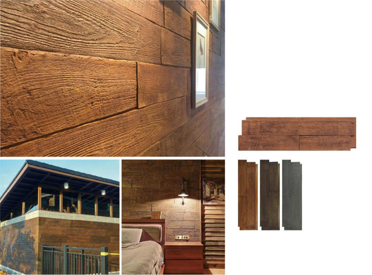 comprar Forma de madera de piedra cultural marrón ladrillo de poliuretano panel de pared de sala de estar decorativo fabricación en línea