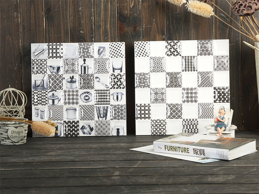 comprar Azulejo rústico de cerámica encaústica blanco y negro de 30x30cm fabricación en línea