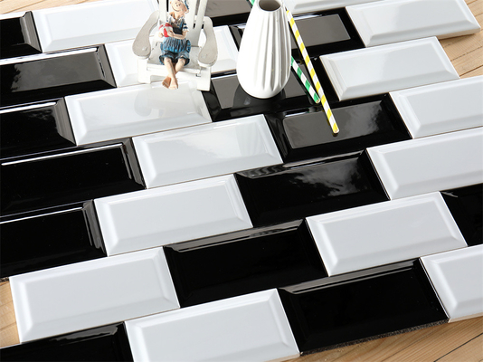 comprar Blanco y negro azulejos básicos de pan y azulejos de la pared del metro 75x152mm para la cocina fabricación en línea