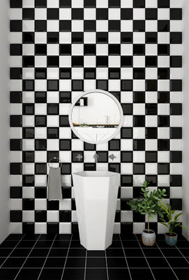 comprar Negro Blanco 152x152mm azulejos de cerámica brillante para el baño fabricación en línea