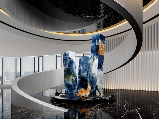 comprar Luxo azul 1420x2700 mm Las losas de piedra sinterizada pulida para hotel y sala de estar fabricación en línea