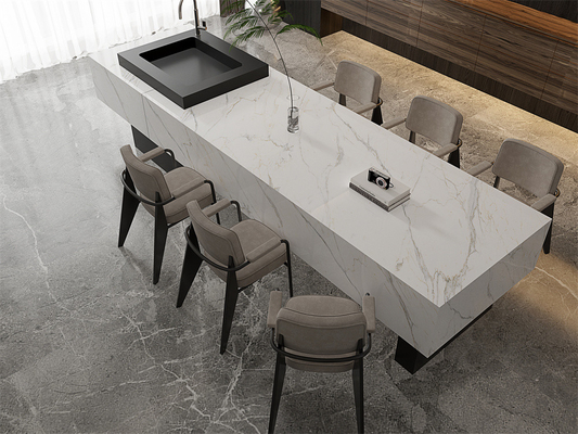 comprar Piedra sinterizada de Carrara no resbaladiza pulida para el salón 1420x2700mm Blanco fabricación en línea
