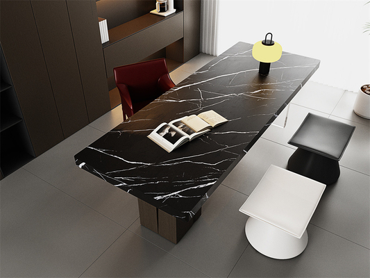 comprar Matt 1420x2700mm Black Slabs de piedra sinterizada para el salón y el mostrador fabricación en línea