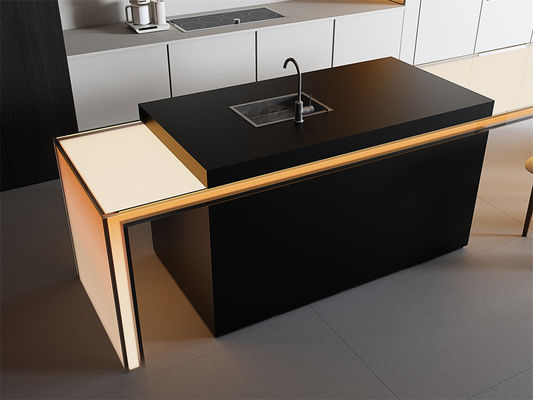 comprar Placa de piedra sinterizada negra mate 1600x3200mm para decoración interior fabricación en línea