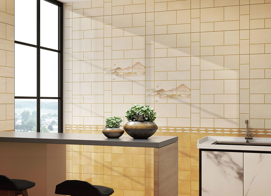comprar Tejas decorativas 30x60cm Superficie de espejo Tejas cerámicas de pared y tejas interiores amarillas claras para el salón fabricación en línea