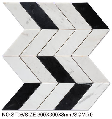 comprar Mosaico de piedra natural blanco y negro resistente al desgaste de 300x300mm para baño y piscina fabricación en línea