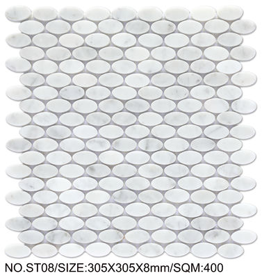 comprar Mosaico de piedra natural de ladrillo refractario blanco y verde claro de 305x305mm para comedor y oficina fabricación en línea