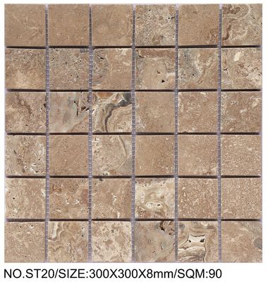 comprar Mosaico de piedra natural antideslizante cuadrado marrón de 300x300mm para sala de estar y dormitorio fabricación en línea