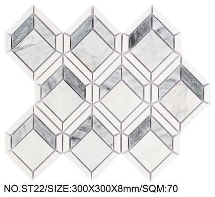 comprar Antibacterial Marfil y gris 300x300mm Mosaico de piedra natural para oficina y baño fabricación en línea