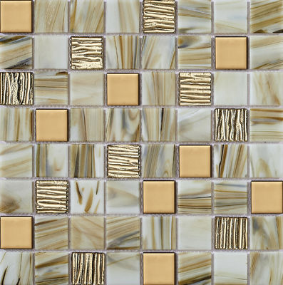 comprar Mosaicos de vidrio para paredes interiores de 304x304mm de grado amarillo AAA y ecológicos para decoración creativa y hotel fabricación en línea