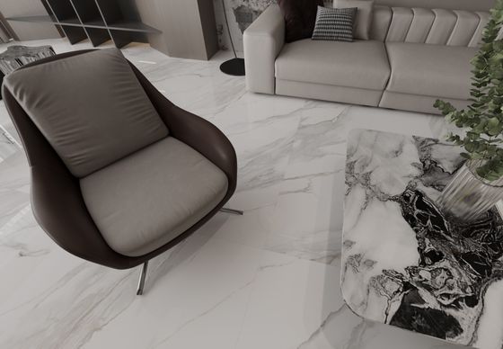 comprar Baldosa de porcelana esmaltada pulida para interior moderna de ladrillo refractario Carrara 1mx1m para sala de estar y decoración fabricación en línea