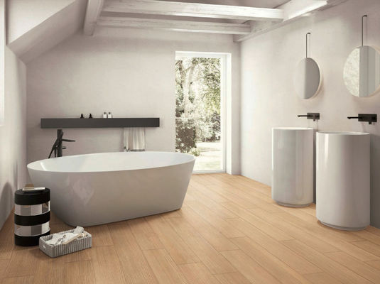 comprar Tejas de porcelana de grano de madera beige 150x900mm 0,05% Absorción fabricación en línea