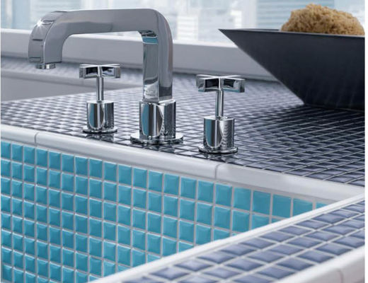 comprar El mosaico brillante de la piscina de 6m m teja el azul de cielo de cerámica 300x300m m blancos fabricación en línea
