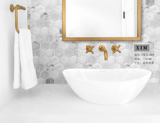 comprar Chorro de tinta que imprime la teja de la pared del mosaico del hexágono del SGS, mármol de cristal de madera de la teja de la encimera de 48x6m m fabricación en línea