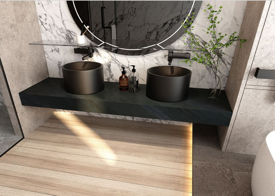 comprar El escritorio negro sinterizó la decoración superficial del armario de piedra de las losas 800x2600m m fabricación en línea