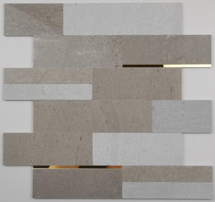comprar piedra natural de la teja de la pared del mosaico del grueso de 4m m con la decoración del metal fabricación en línea