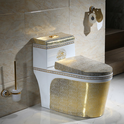 Cuarto de baño de lujo dorado de una sola pieza inodoro de cerámica sanitarios
