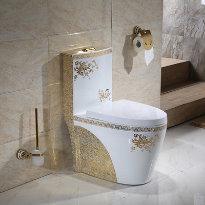 Inodoro de una sola pieza de forma clásica dorada moderna 3L 6L Dual Flush