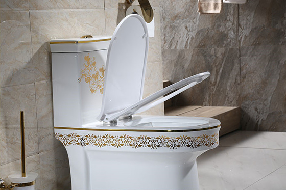 Baño de baño de cerámica de una pieza con patrón dorado 3L / 6L