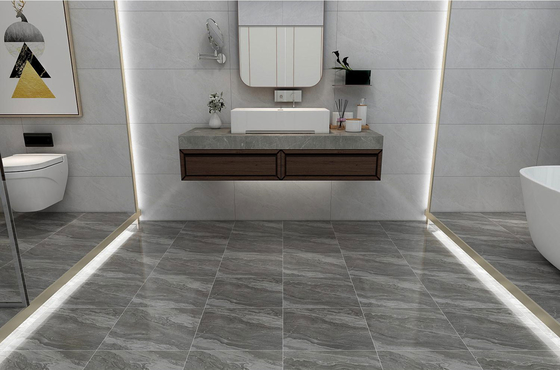 Tejas rústicas de cerámica ecológicas de 400x400 mm para el baño y azulejos de piso de mármol gris glaseado para el salón