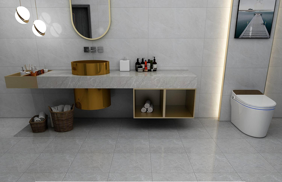 Marmo antiderrapante de aspecto cerámico rustico de vidrio mate para el baño y gris 400x400mm azulejos de suelo para el salón