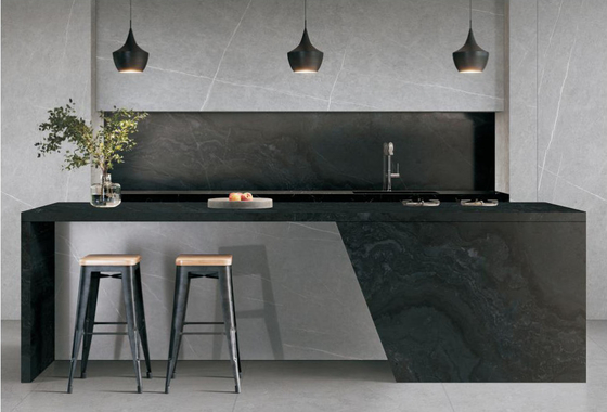 1600x3200x12mm Luxury Sinterizado losas de piedra Salón de estar Matt Tejas de piso Pared de fondo galaxia gris