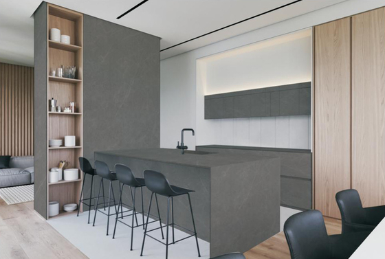 Encimera de cocina de losa de piedra sinterizada gris 800x2600x12mm