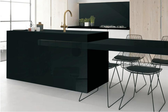 Losa de Piedra Sinterizada Negro Puro 1600x3200mm Áspera Mate Resistente al Ácido