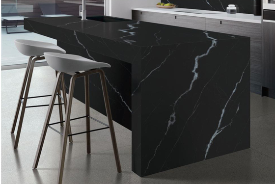 Resistencia a los arañazos AAA Tablas de piedra sinterizadas 800x2600x12 mm Fantasma mate Negro Gran mesa