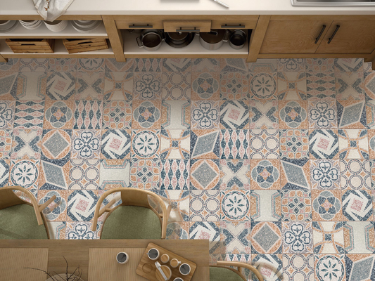 Azulejo rústico cerámico marrón azul de 250x250mm para suelo y pared