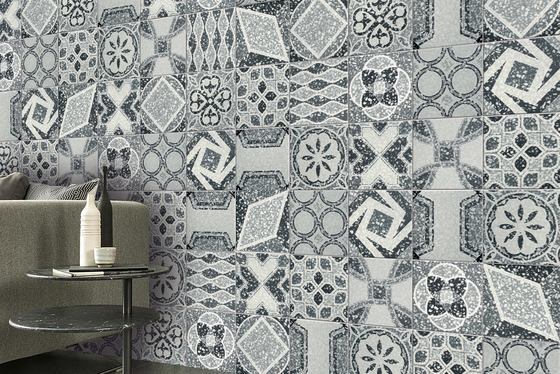 Azulejo rústico cerámico gris y azul de 250x250mm para suelo interior