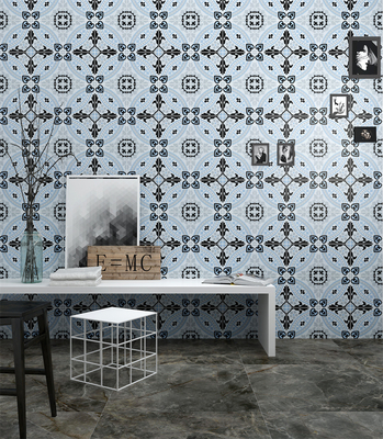 No se desvanece Azul 200x200mm azulejos rústicos de cerámica de flores para decoración y azulejos de pared resistentes al desgaste para el baño