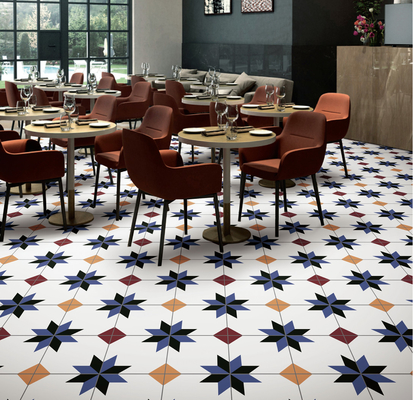 Tejas rústicas de suelo encaústico de 200x200 mm para el hotel y azulejos blancos y azules de grado AAA para el baño
