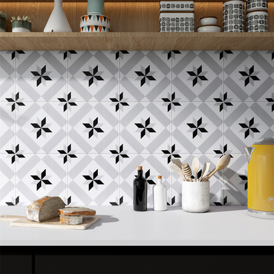 Gris y Negro 200x200mm Decoración de paredes interiores azulejos rústicos de cerámica para el salón y el dormitorio