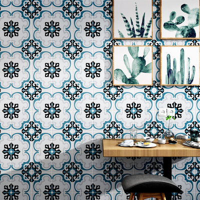 Azulejo rústico cerámico gris y azul de 20x20cm para suelo interior