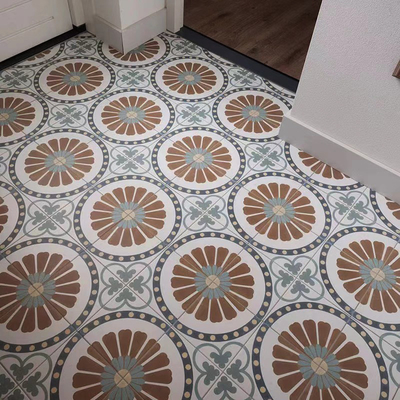 Tejas de suelo resistentes a los arañazos de color marrón y azul de 200x200 mm para cocina y tejas rústicas de cerámica duraderas para dormitorio