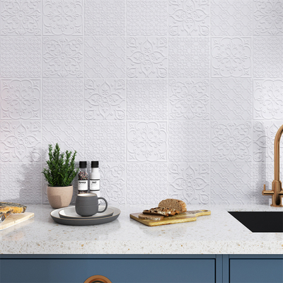 Impresionantes azulejos rústicos cerámicos blancos de 20x20 cm para balcón y azulejos de pared ecológicos para el salón 4 estilos