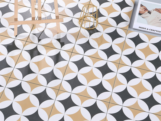 Negro y amarillo 200x200mm Pisos y paredes cerámicos antiderrapante azulejos rústicos y azulejos interiores para balcón