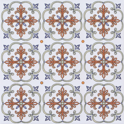 Encaustic Blanco y Rojo Floret Cerámica Rustica de la Pared 200x200mm para la cocina y el comedor