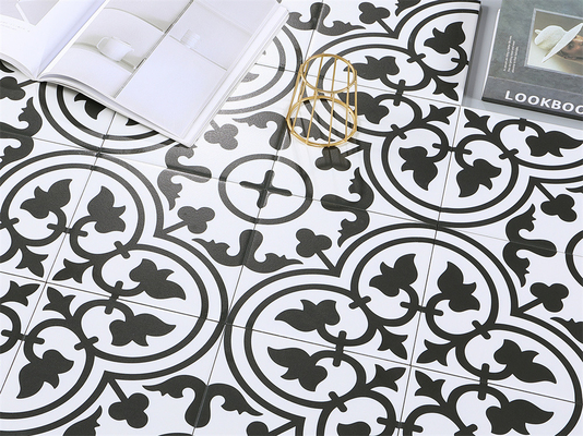 Blanco y Negro 20x20 cm Pared interior ecológica Floral Cerámica Rustica de azulejos para salón y balcón