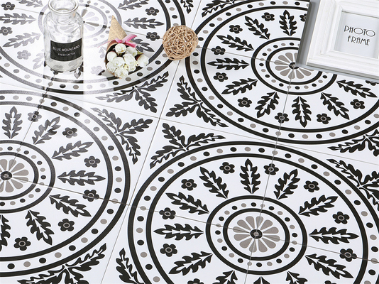 Eco-amigable y antideslizante suelo negro y blanco cerámico rústico 200x200mm para baño y sala de estar