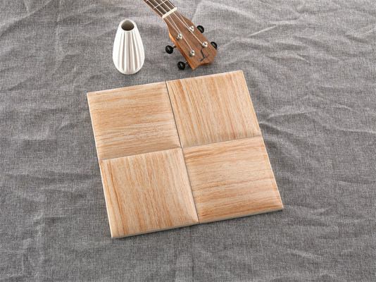 Amarillo claro 152x152mm Pane de grano de madera azulejos de pared para fondo y encimera, cuerpo blanco ISO9001