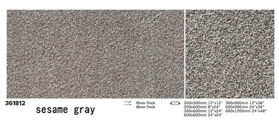 Tejas modernas no resbaladizas de cuerpo completo gris 600x1200x15mm superficie inflamada piso exterior porcelana pavimentación de azulejos para edificios
