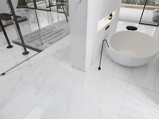 Blanco 1420x2700mm Carrara Las losas de piedra sinterizada pulida para el baño