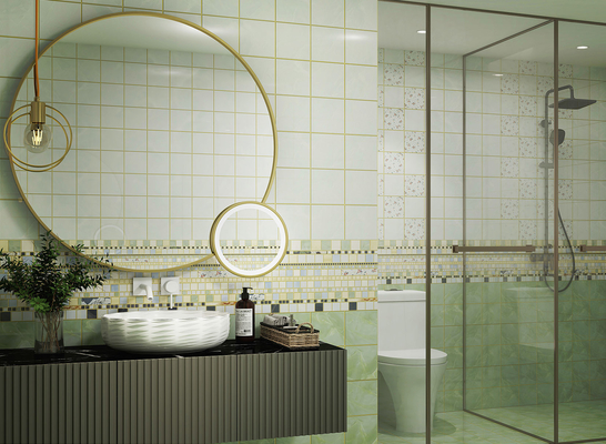 Superficie de espejo Pared verde Tejas cerámicas y tejas impermeables de 300x600 mm para el baño