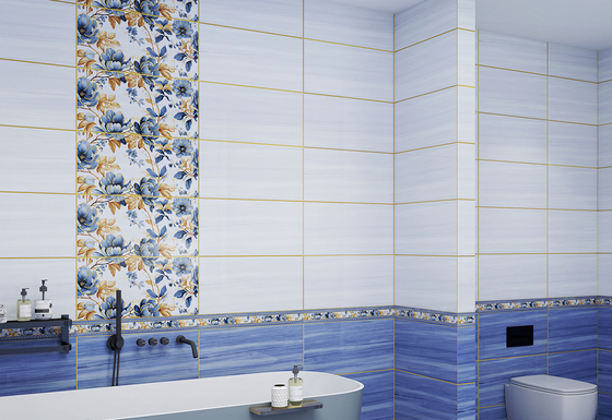 Superficie de espejo azulejos cerámicos vidriados 300x600mm azulejos de pared decorativos y azulejos distintivos para la cocina azul